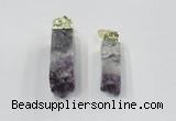 NGP2841 12*40mm - 14*50mm sticks druzy amethyst gemstone pendants