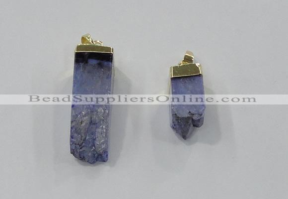 NGP2844 8*20mm - 12*40mm sticks druzy agate gemstone pendants