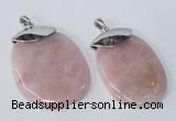 NGP2879 45*65mm - 50*70mm freeform rose quartz gemstone pendants