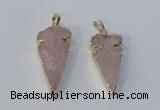 NGP3027 15*35mm – 20*50mm arrowhead rose quartz gemstone pendants