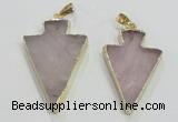 NGP3038 20*35mm – 25*40mm arrowhead rose quartz pendants