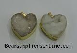 NGP3047 30*30mm heart druzy agate gemstone pendants