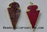 NGP3052 25*50mm - 28*55mm arrowhead agate pendants wholesale