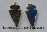 NGP3054 25*50mm - 28*55mm arrowhead agate pendants wholesale