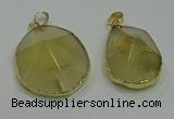 NGP3063 25*35mm – 35*45mm freeform lemon quartz pendants