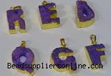 NGP3072 20*25mm - 25*30mm letter druzy agate pendants wholesale