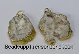 NGP3135 25*35mm - 40*50mm freeform plated druzy agate pendants