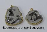 NGP3145 25*35mm - 40*50mm freeform plated druzy agate pendants