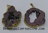 NGP3146 25*35mm - 40*50mm freeform plated druzy agate pendants