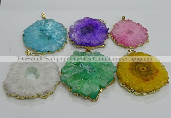 NGP3201 35*40mm - 45*50mm freeform druzy agate pendants