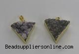 NGP3220 25*30mm - 30*35mm triangle druzy agate pendants