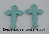 NGP3224 50*75mm cross turquoise gemstone pendants wholeasle