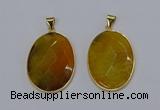 NGP3292 33*45mm faceted oval agate gemstone pendants wholesale