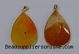 NGP3294 37*57mm faceted flat teardrop agate gemstone pendants