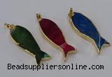 NGP3319 16*50mm - 18*52mm fish-shaped agate gemstone pendants