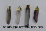 NGP3405 10*45mm - 12*55mm sticks plated quartz pendants wholesale