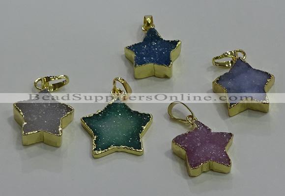 NGP3432 15*15mm - 18*18mm star druzy agate gemstone pendants