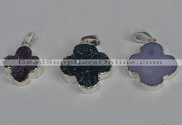 NGP3450 15*15mm - 20*20mm flower druzy agate gemstone pendants