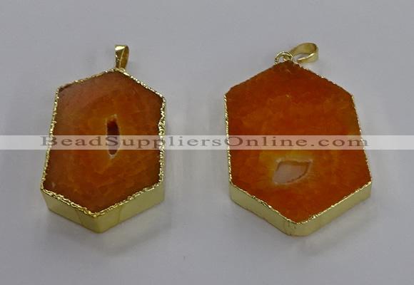 NGP3494 25*40mm - 30*45mm hexagon druzy agate pendants