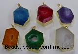 NGP3501 25*40mm - 30*45mm hexagon druzy agate pendants