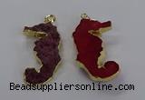 NGP3533 22*58mm - 25*55mm seahorse agate gemstone pendants