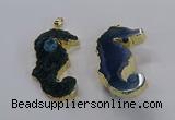 NGP3534 22*58mm - 25*55mm seahorse agate gemstone pendants