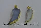 NGP3603 15*30mm - 18*40mm wing-shaped druzy agate pendants