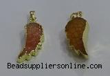 NGP3604 15*30mm - 18*40mm wing-shaped druzy agate pendants