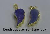 NGP3605 15*30mm - 18*40mm wing-shaped druzy agate pendants