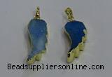 NGP3607 15*30mm - 18*40mm wing-shaped druzy agate pendants