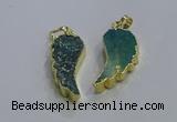 NGP3608 15*30mm - 18*40mm wing-shaped druzy agate pendants