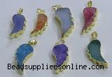 NGP3610 15*30mm - 18*40mm wing-shaped druzy agate pendants