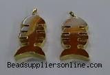 NGP3643 25*50mm - 28*55mm fishbone agate gemstone pendants