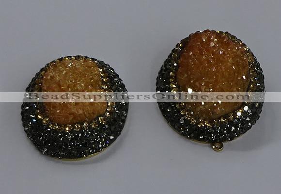 NGP3678 35*45mm oval plated druzy agate gemstone pendants