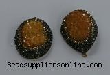 NGP3680 35*45mm freeform plated druzy agate gemstone pendants