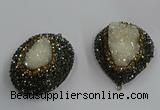 NGP3684 35*45mm freeform plated druzy agate pendants wholesale