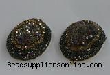 NGP3690 35*45mm oval plated druzy agate gemstone pendants