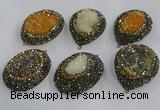 NGP3694 35*45mm freeform plated druzy agate gemstone pendants