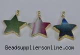 NGP3742 35*35mm star agate gemstone pendants wholesale