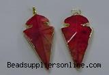 NGP3803 25*50mm - 28*55mm arrowhead agate gemstone pendants