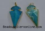 NGP3804 25*50mm - 28*55mm arrowhead agate gemstone pendants