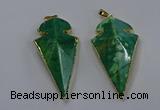 NGP3805 25*50mm - 28*55mm arrowhead agate gemstone pendants