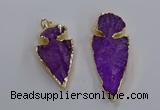 NGP3814 25*45mm - 30*60mm arrowhead dyed white crystal pendants