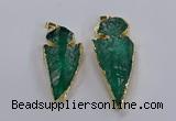 NGP3817 25*45mm - 30*60mm arrowhead dyed white crystal pendants