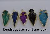 NGP3819 25*45mm - 30*60mm arrowhead dyed white crystal pendants