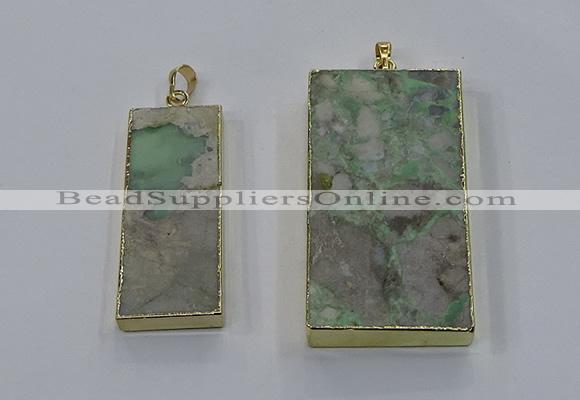 NGP3930 20*45mm - 30*60mm rectangle green gemstone pendants