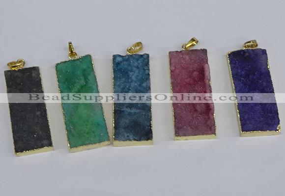 NGP3960 20*50mm - 25*45mm rectangle druzy agate gemstone pendants