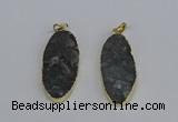 NGP3969 22*45mm - 25*50mm oval druzy agate pendants wholesale