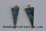 NGP3986 20*48mm - 25*50mm triangle druzy agate pendants wholesale