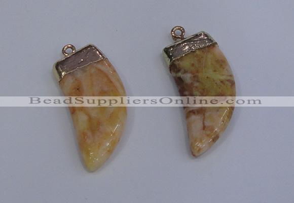 NGP4001 15*30mm - 16*35mm horn druzy quartz gemstone pendants